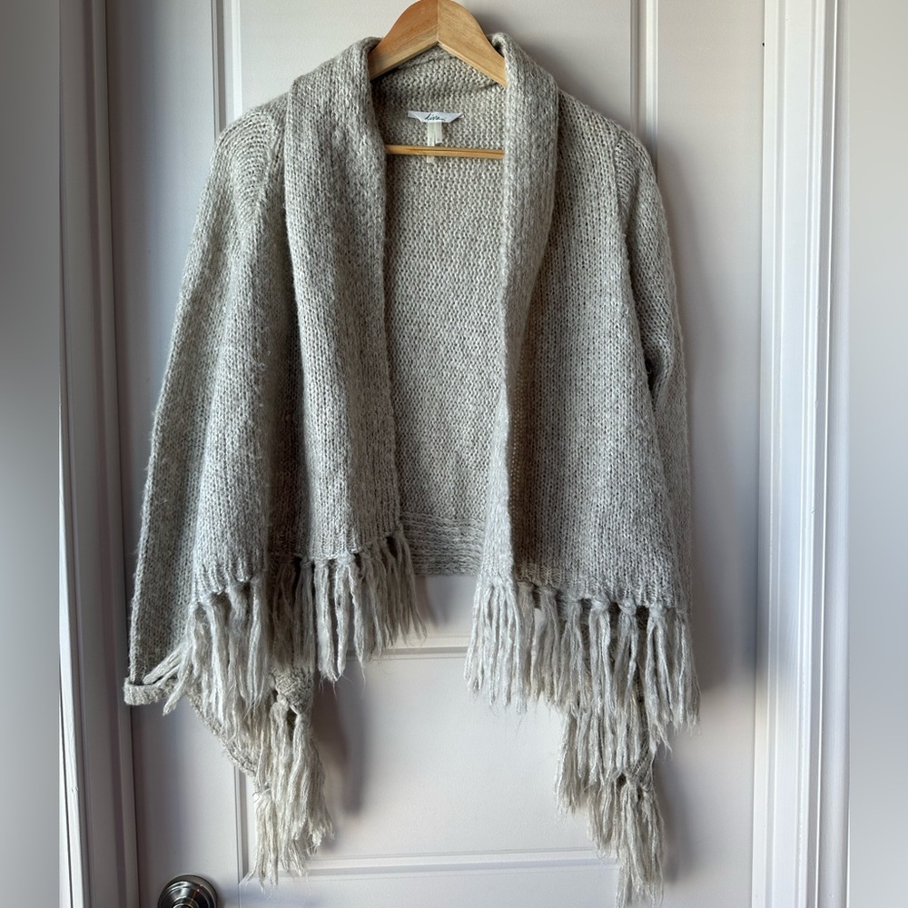 Cozy Tan Fringe Knit Sweater